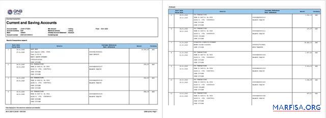 Blank Qatar QNB Alahli Bank account statement word 2 pages real example